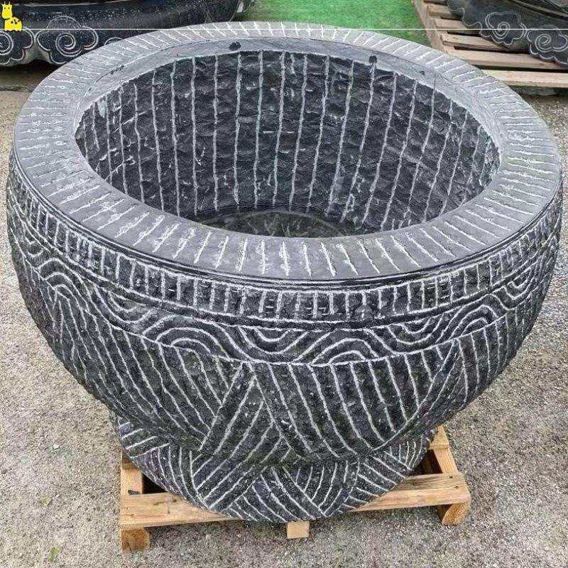青石鱼缸花盆石水缸庭院石缸石头圆缸纯手工石盆户外石