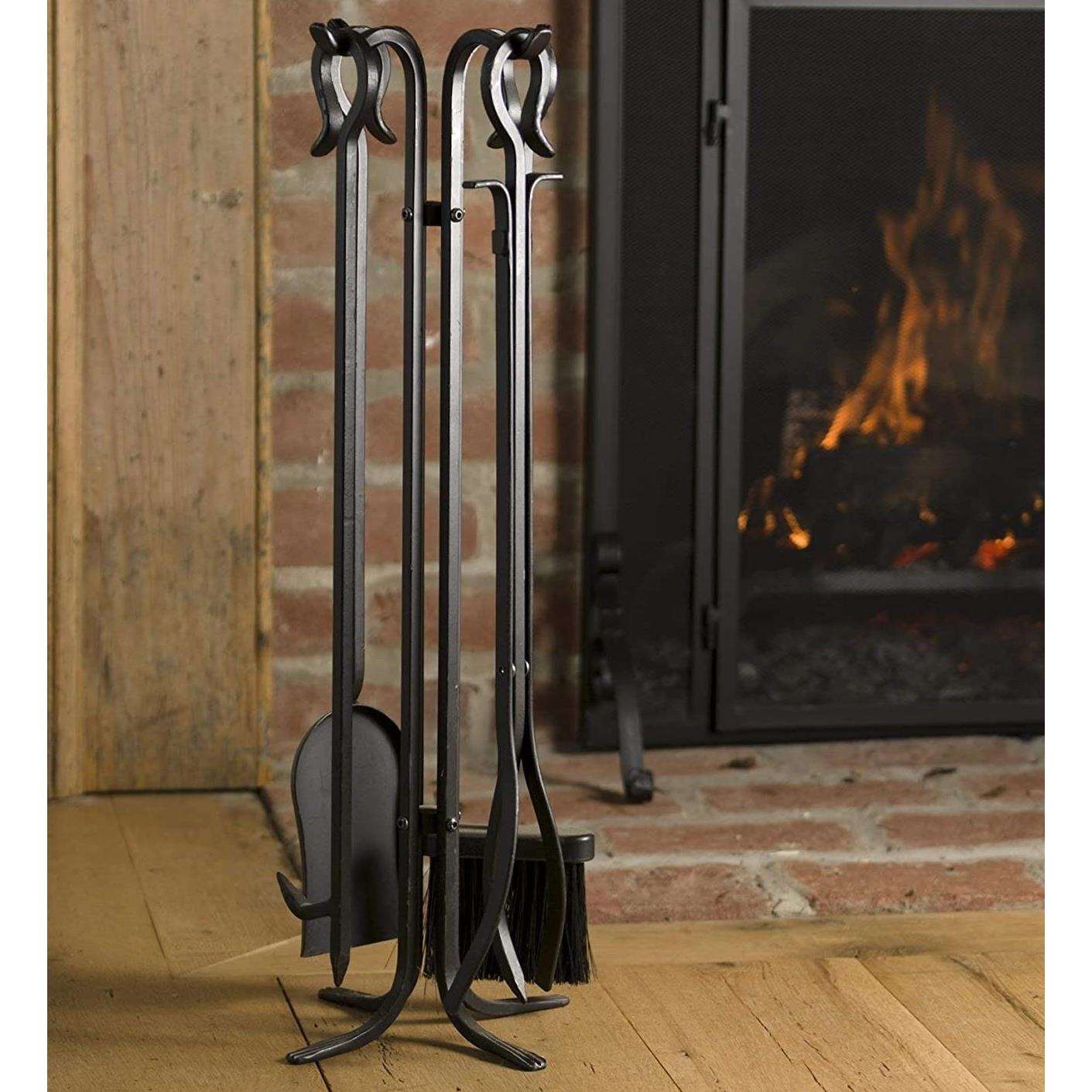 欧式铁艺真火壁炉工具火钳刷子火钩铲子别墅壁炉烤炉清灰五件套装
