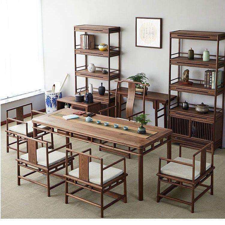 新中式桌椅组合黑胡桃老榆木禅意茶室茶台实木家具茶桌一体一整套,3C数码配件,USB灯,淘宝优惠券,粉丝福利购,淘宝优惠卷