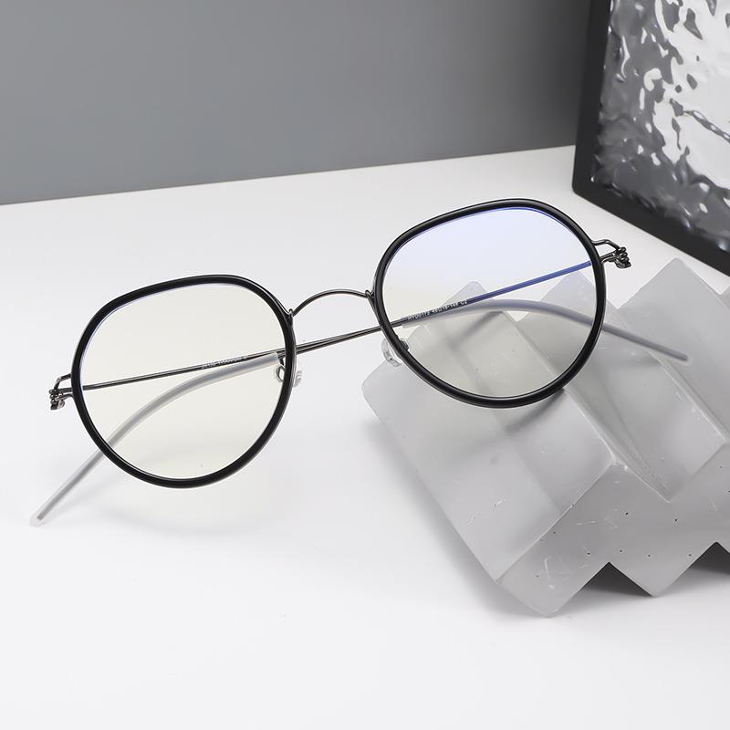 时尚超轻无螺丝眼镜架男女圆形复古光学眼镜框可配近视防蓝光眼镜