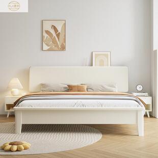 北欧实木床现代极简家用高箱储物主卧单人双人床奶油风简约实木床