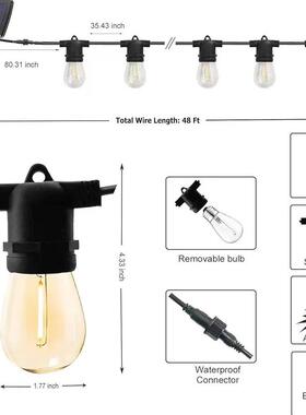太阳能S14灯串 室外户外均适用 50000H 节日装饰亮化E27 节能省电