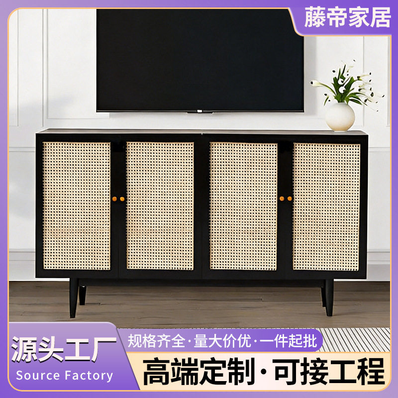 北欧藤编简约客厅玄关柜日式电视柜餐边柜现代茶水客厅储物橱柜
