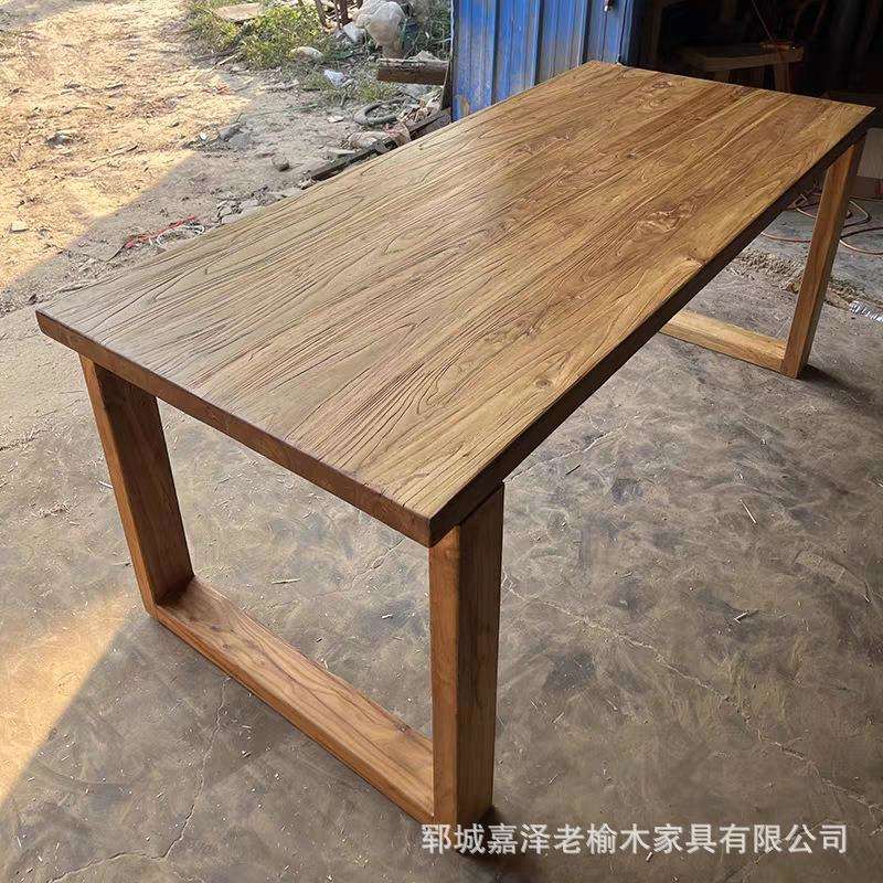 老榆木旧门板茶桌书桌面禅意茶桌椅组合中式复古阳台小茶几餐桌子