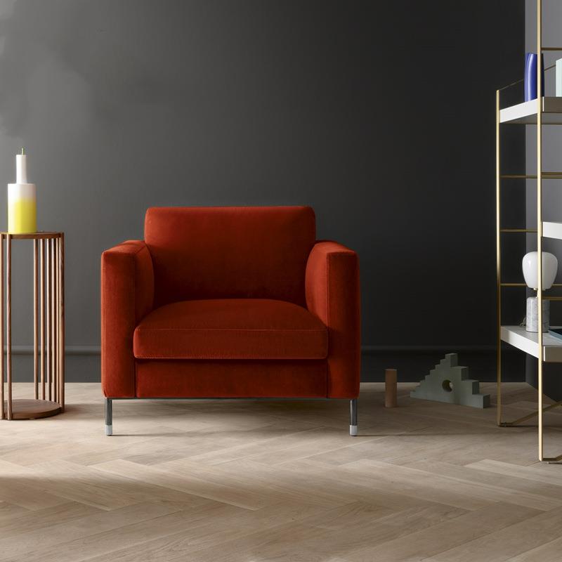 北欧极简布艺沙发组合意式简约三人位绒布单人双人坐客厅别墅区椅