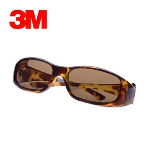 3M眼镜茶色太阳镜阻隔紫外线女士时尚复古墨镜超轻耐磨防风防灰尘