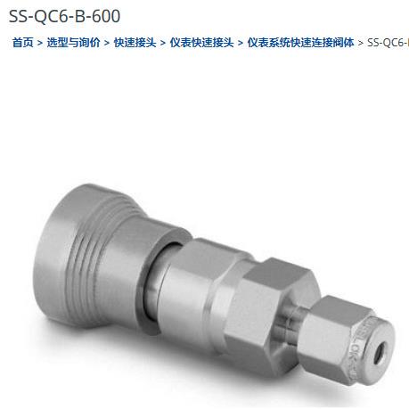 世伟洛克SS-QC6-B-600仪表快速接头
