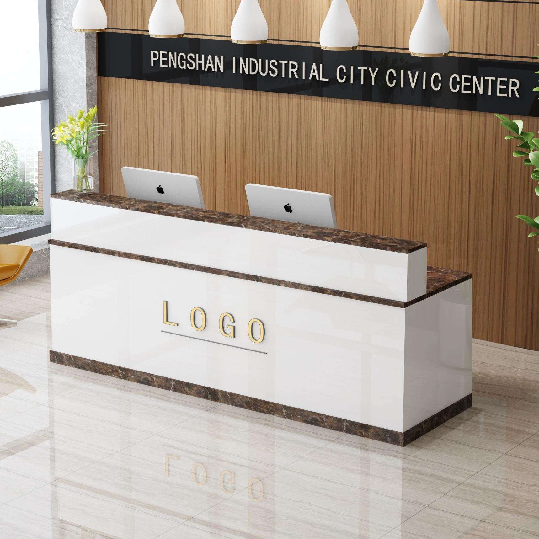 简约时尚接待台咨询服务台公司办公前台桌服装店收银台吧台桌前台