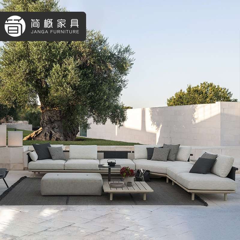 高端柚木花园庭院沙发户外别墅露台家具室外防水防晒沙发茶几组合