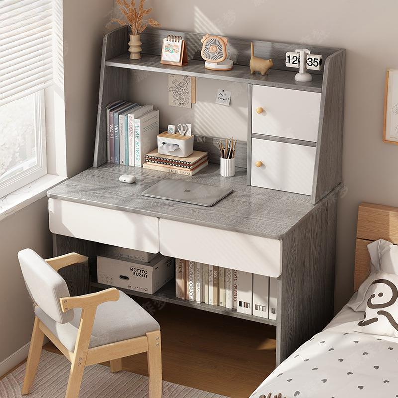 新款书桌书架一体电脑桌台式桌家用组合多功能简约桌子卧室房间in