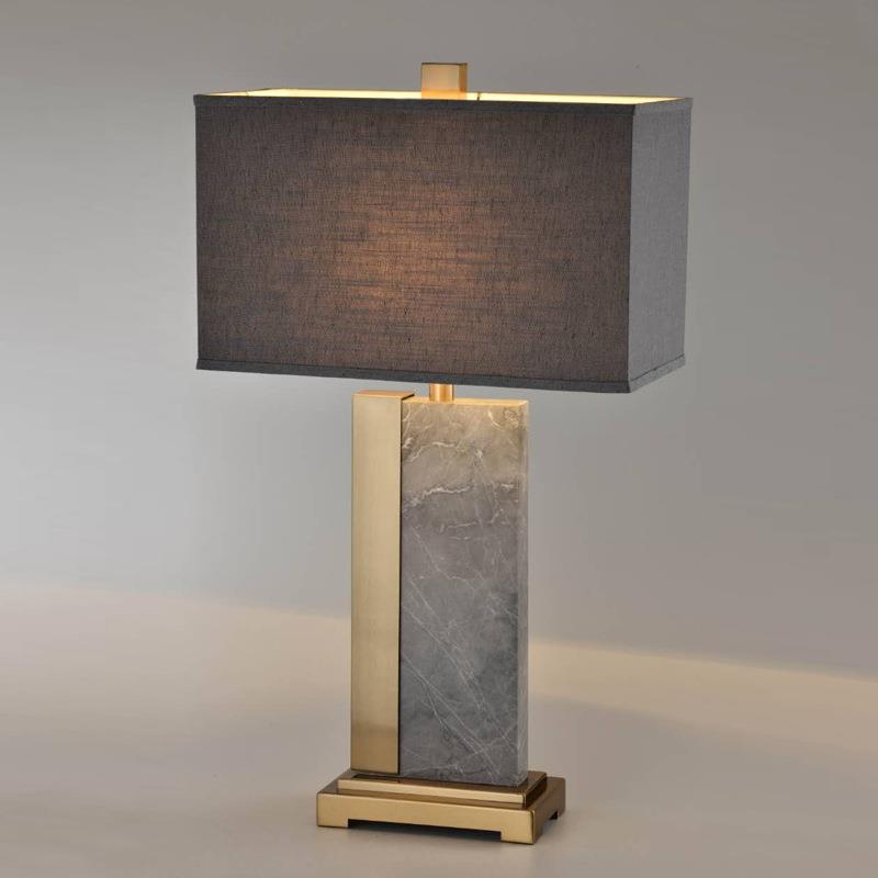 简约高级灰台灯新中式轻奢后现代客厅书房家具店大理石卧室床头灯