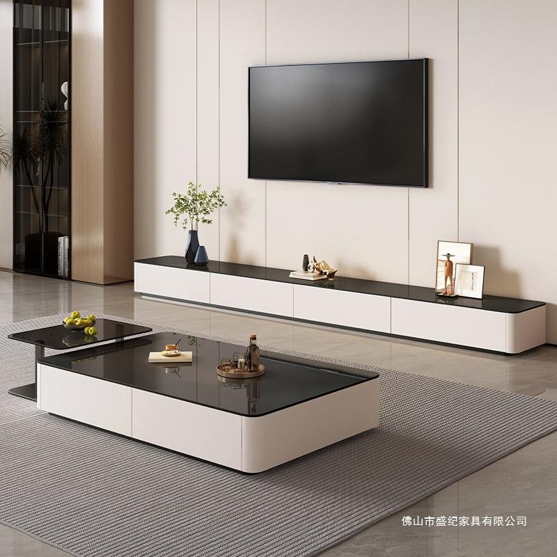 茶几客厅家用2024新款轻奢感小户型极简落地茶几桌电视柜组合