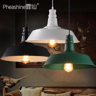 工业风铁艺吊灯咖啡馆餐厅吧台单头复古个性创意圆形锅盖造型吊灯