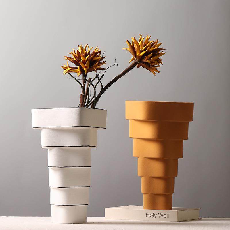 现代简约磨砂陶瓷花瓶样板房酒店创意插花装饰品售楼部色黄白摆件,电子元器件市场,其它元器件,淘宝优惠券,粉丝福利购,淘宝优惠卷