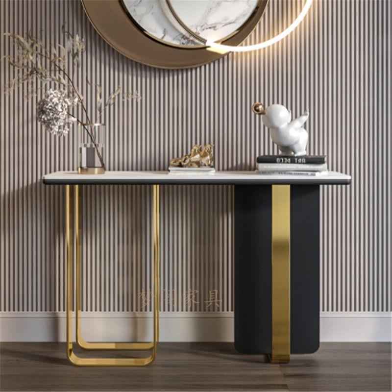 现代简约入户靠墙端景台新中式岩板玄关桌轻奢风大理石玄关柜条几