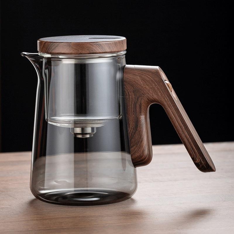工程采购顶壶耐热磁吸飘逸杯全玻璃内胆茶水分离泡茶壶套装一键过