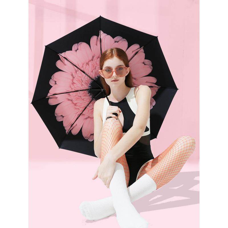 五折伞小巧便携遮阳防晒晴雨伞两用折叠女upf50+胭脂粉三折款铁无,3C数码配件,USB灯,淘宝优惠券,粉丝福利购,淘宝优惠卷