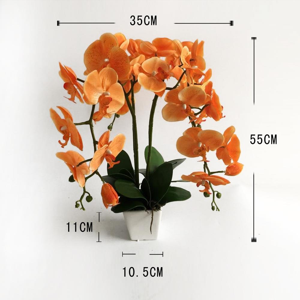 工厂手工仿真绢花蝴蝶兰时尚花盆栽装饰 假花植物花卉盆景套装