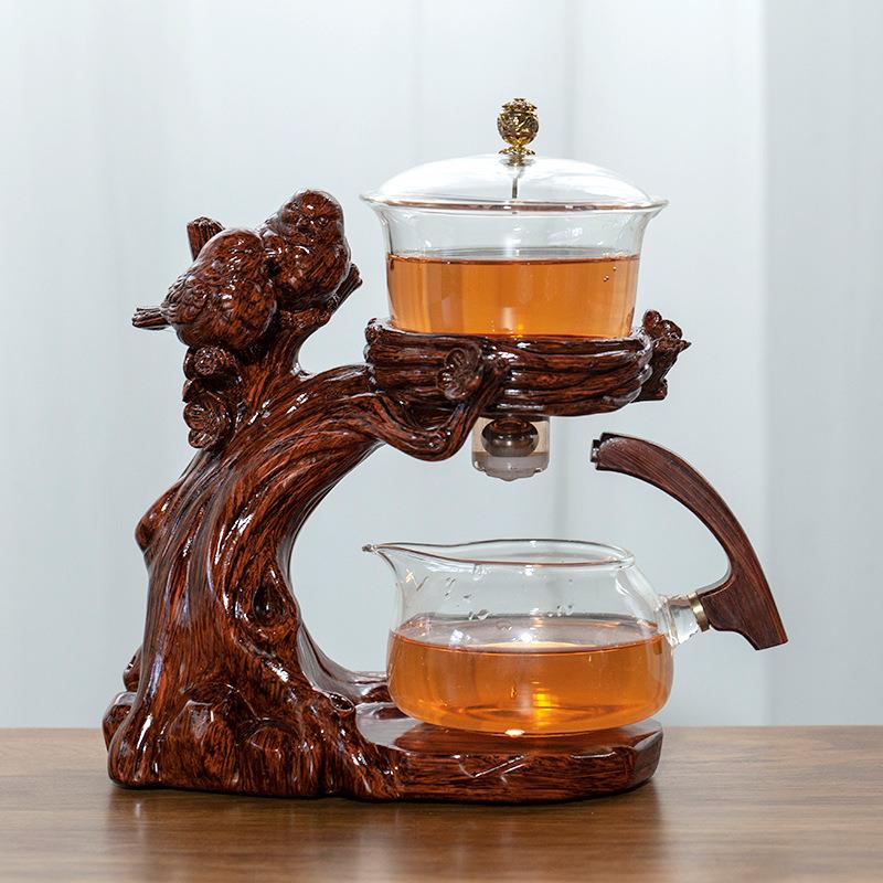 喜上眉梢玻璃自动茶具套装懒人防烫家用简约泡茶壶磁吸出水冲茶器