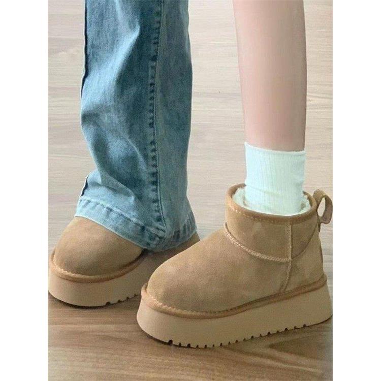 厚底雪地靴女时尚皮毛2025冬季新款周冬雨同款加厚保暖面包棉鞋子