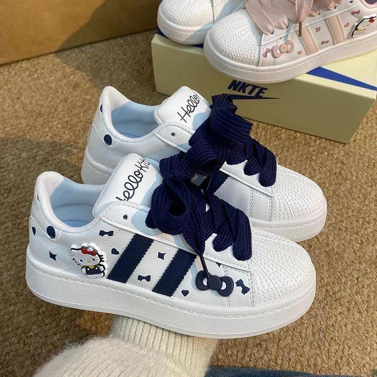 小众可爱kt猫厚底板鞋女ins潮2025夏季新款学生运动休闲小白鞋子