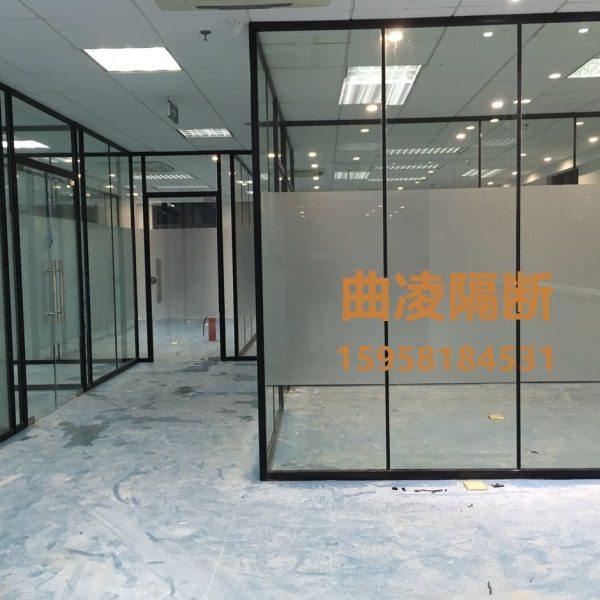 办公室高隔间玻璃双玻百叶写字楼玻璃高隔间隔墙磨砂玻璃定制