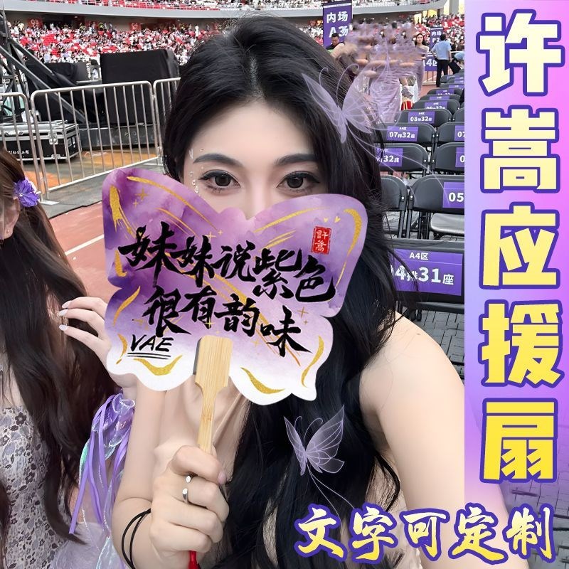 许嵩演唱会应援扇子呼吸之野周边书法团扇手持扇礼W物粉丝支持定