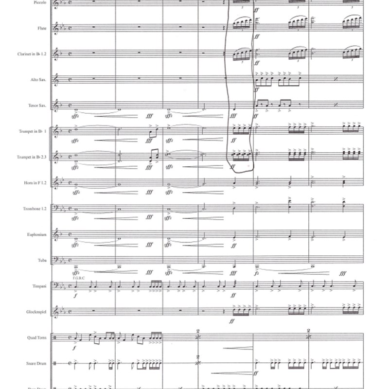 管乐总谱《e东风浩荡进行曲》(阅兵原版)管乐团合奏总谱分谱音频