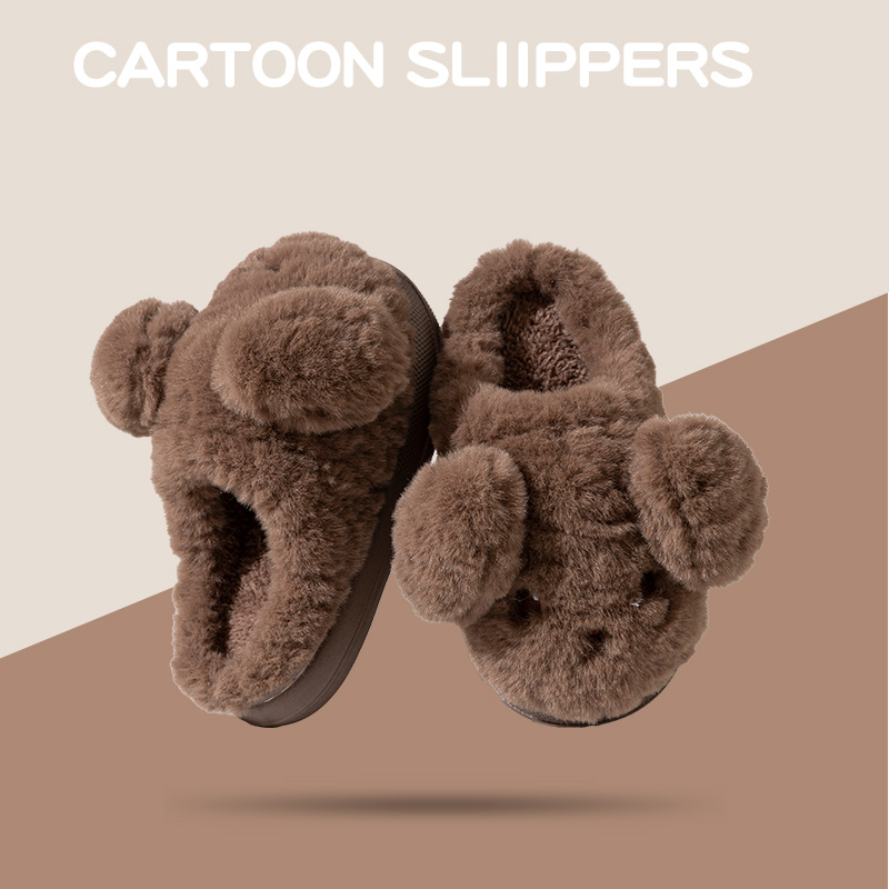 儿童棉拖鞋女生2025新款秋冬季卡通狗狗可爱亲子加绒防滑毛绒棉拖