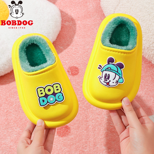 巴布豆防水儿童棉拖鞋包跟女童冬季防滑婴儿卡通可爱宝宝棉鞋男孩