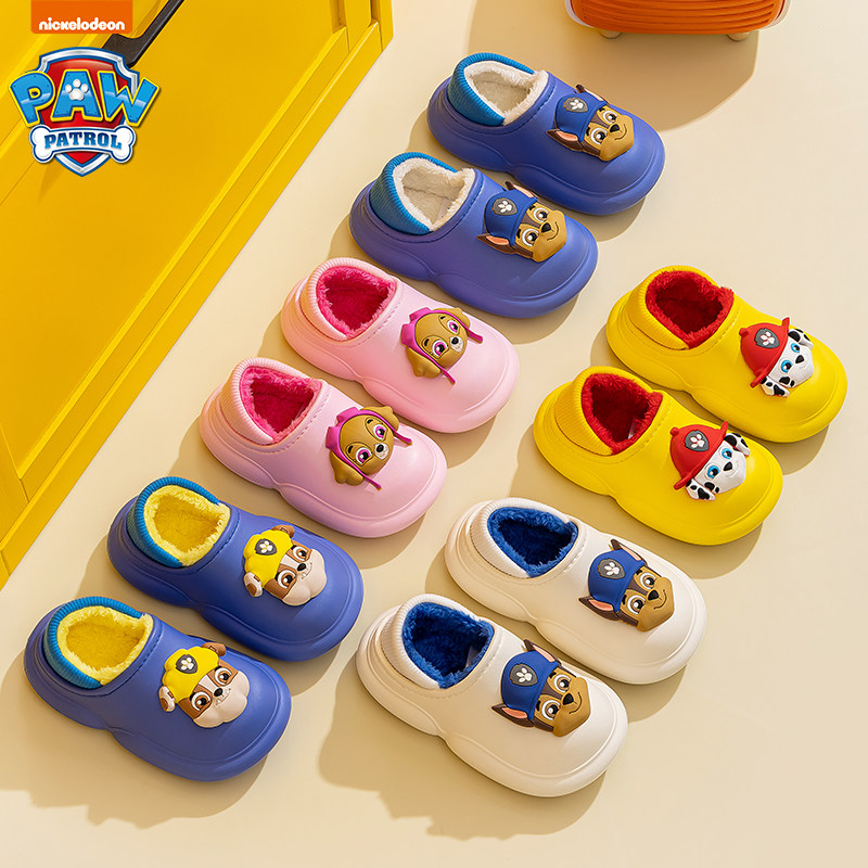 汪汪队立大功冬季儿童棉拖鞋男女童包跟耐脏防滑不臭保暖加绒棉鞋