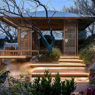 中式 铝格栅定制室内外隔断屏x风护栏木纹铝合金氟碳焊接铝窗花花