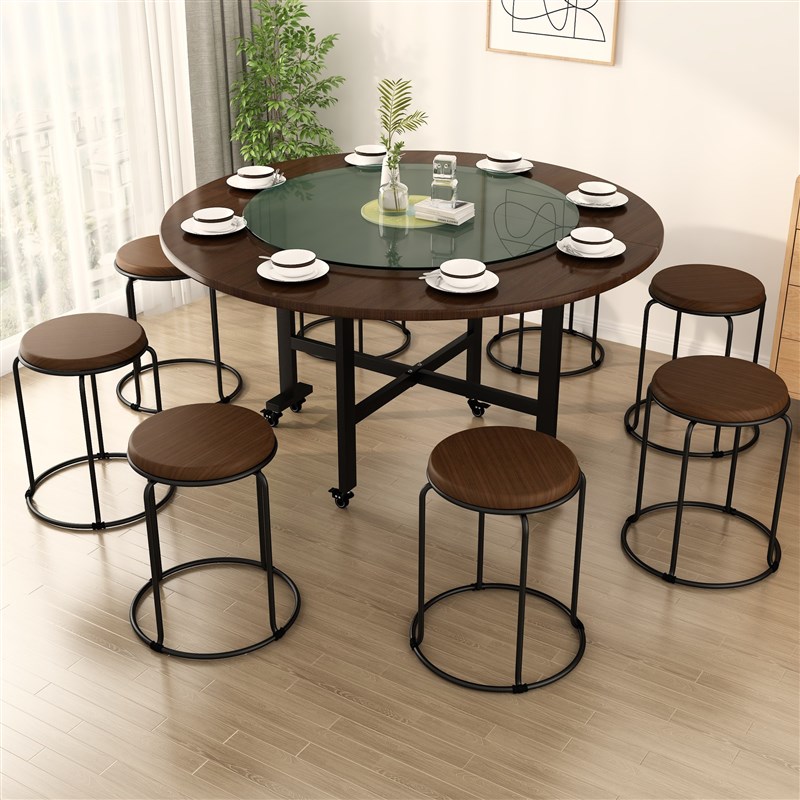 折叠桌可移动简易圆形桌子创意餐桌饭桌家用小户型V酒店折叠大圆