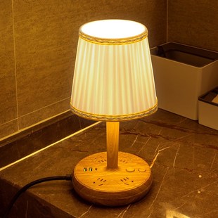 多功能卧室床f头灯中式 饰灯学生宿舍台灯卧 复古暖光氛围灯插座装