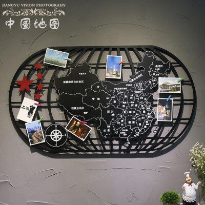 工业风装饰世界地图铁艺壁饰创意酒吧咖啡厅墙面壁挂墙上装饰品