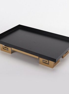 北欧摆件果盘长方形创意现代轻奢装饰品新中式茶托托盘样板间铁艺