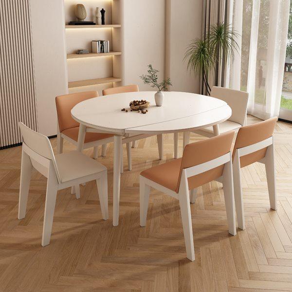 岩板餐桌可伸缩折叠小户型现代简约奶油风白色功能台餐桌变圆桌子,住宅家具,岩板餐桌,淘宝优惠券,粉丝福利购,淘宝优惠卷