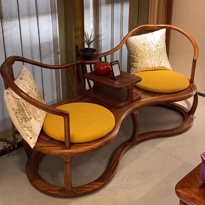 新中式乌金木罗汉床禅意实木贵妃榻客G厅双人沙发2025新款休闲椅