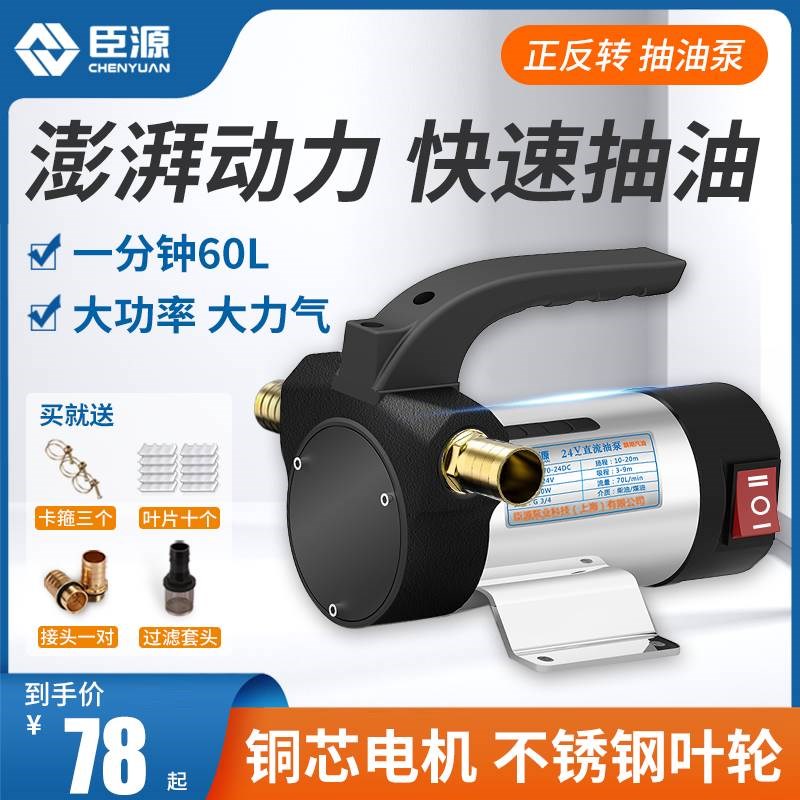 。臣源电动抽油泵i12V24V220V伏柴油泵自吸泵油泵小型加油机抽油