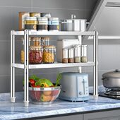 30不锈钢厨房台储物架微波炉2层4双层桌面收纳架置物架面烤箱锅架