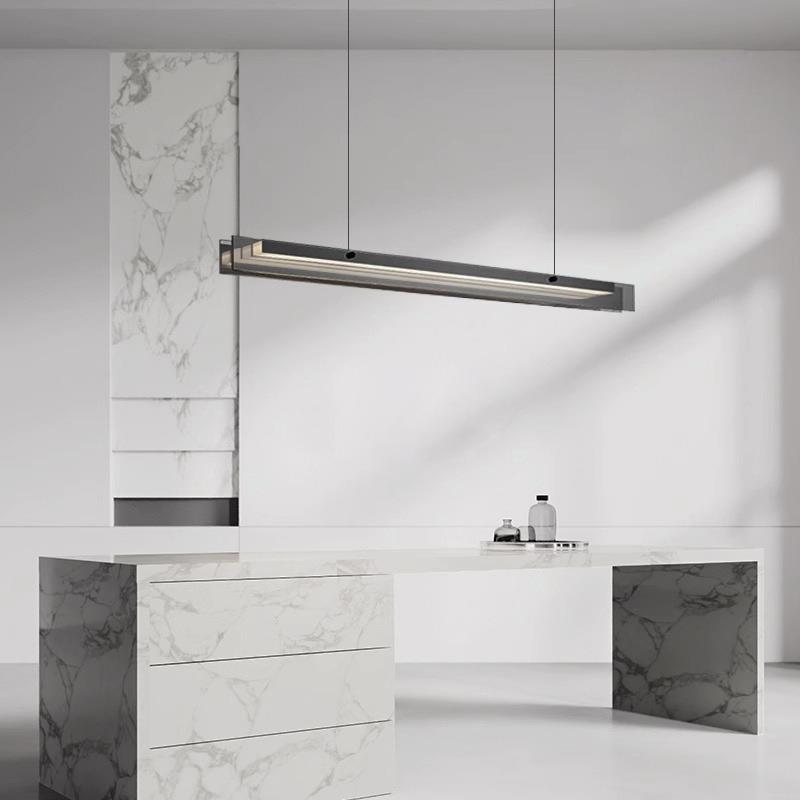 意式极简设计师创意餐厅灯后现代样板房饭桌吧台岛台长条玻璃吊灯