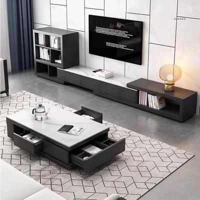 岩板茶几电视柜组合套装现代简约小户型家用客厅伸缩极简茶几桌