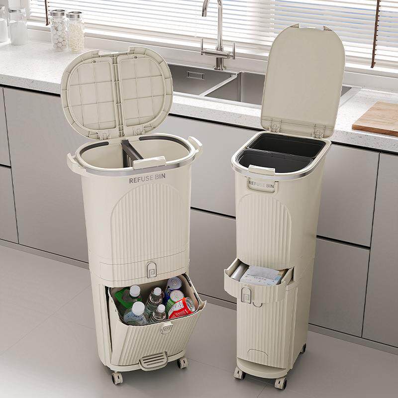 分类垃圾桶家用2024新款厨房专用桶高款大号大容量免弯腰干湿分离