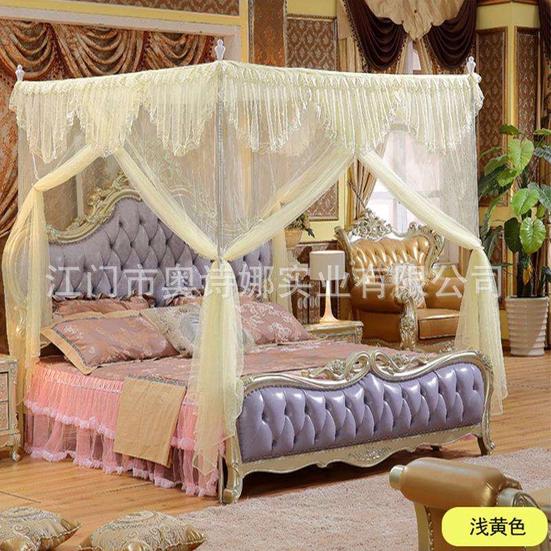 2019新款落地式宫廷蚊帐简约风三开门加粗加厚不锈钢支架防蚊