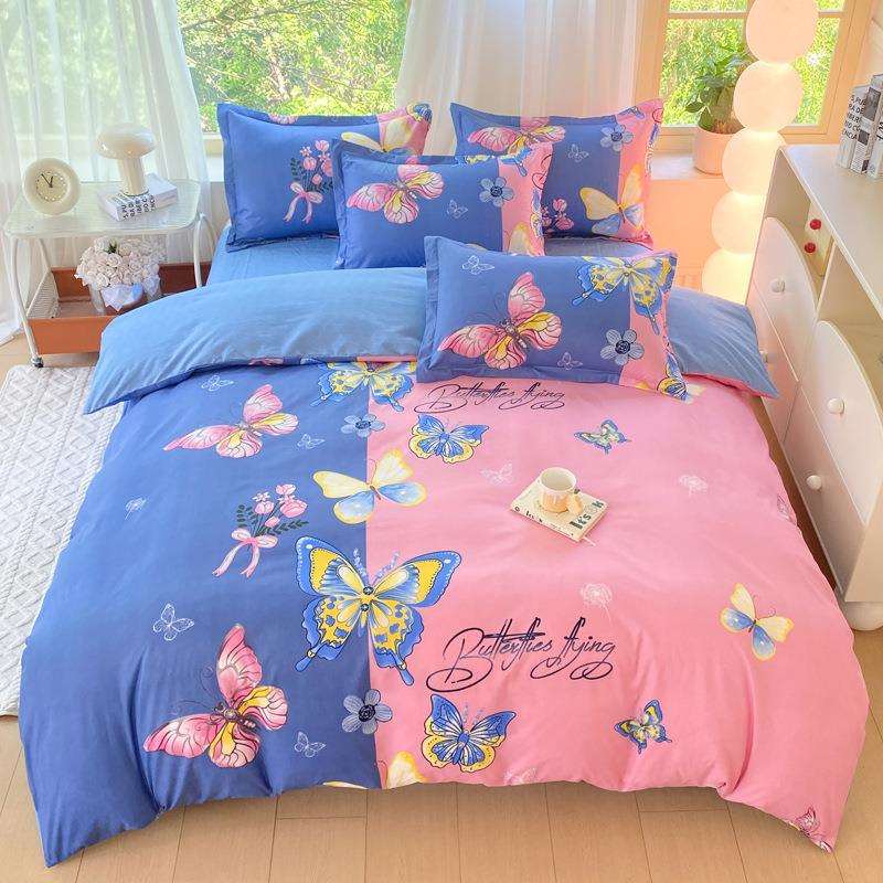 2024年秋冬新款床上用品床单被套斜纹磨毛大版印花四件套直播爆款