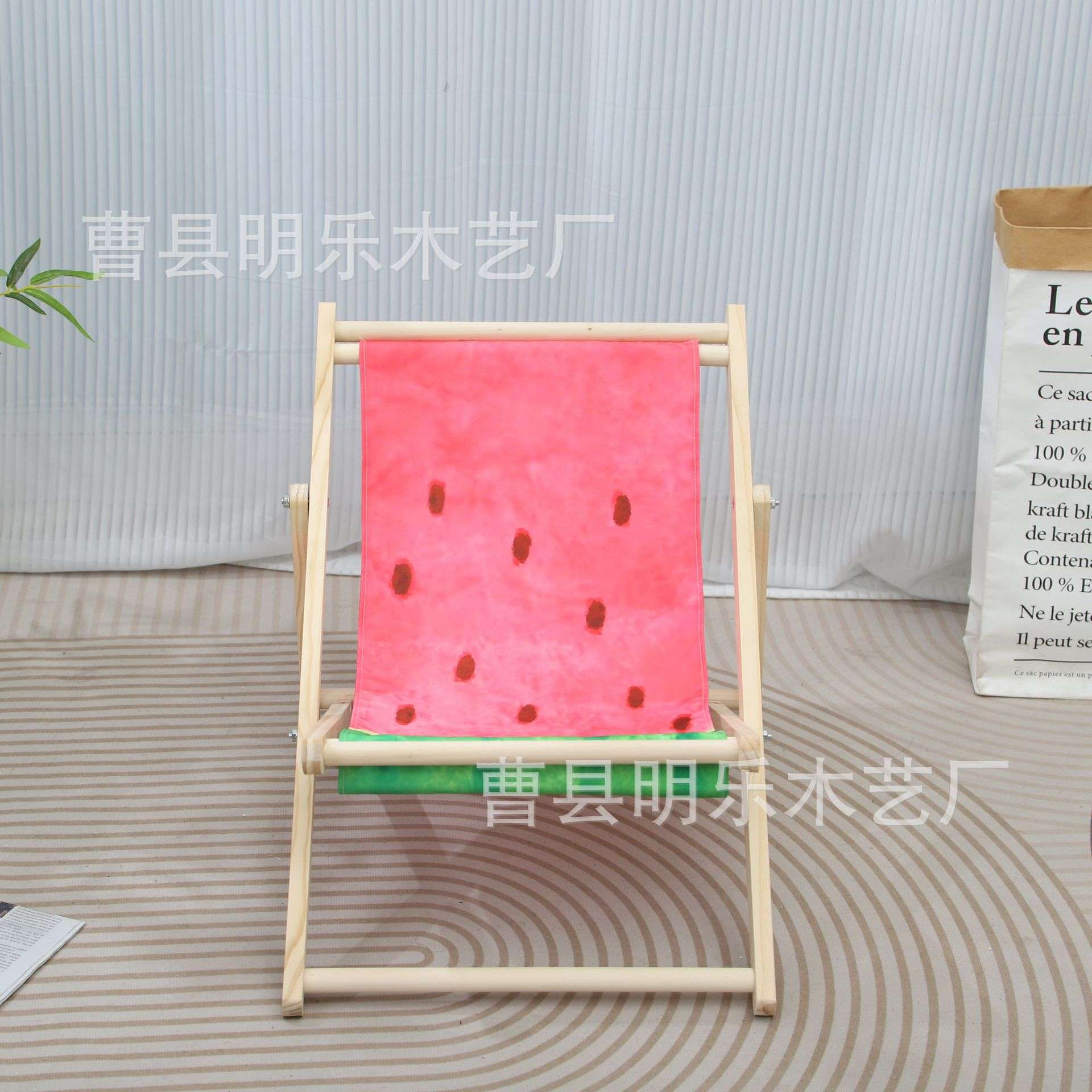 竹木质儿童折叠椅户外阳台休闲椅便携折叠椅子拍摄道具夏日躺椅
