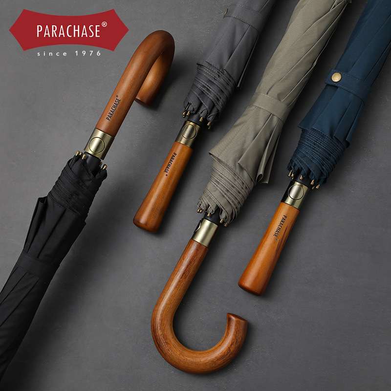 PARACHASE1.2米自动长柄伞双层抗风直杆伞男士商务伞超大号雨伞图片