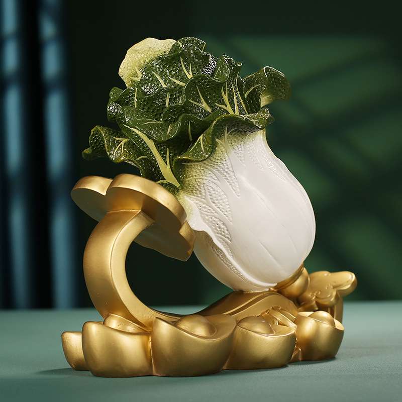 百财白菜摆件家居客厅玄关开业店铺工艺品摆件玉白菜聚财铜工艺品