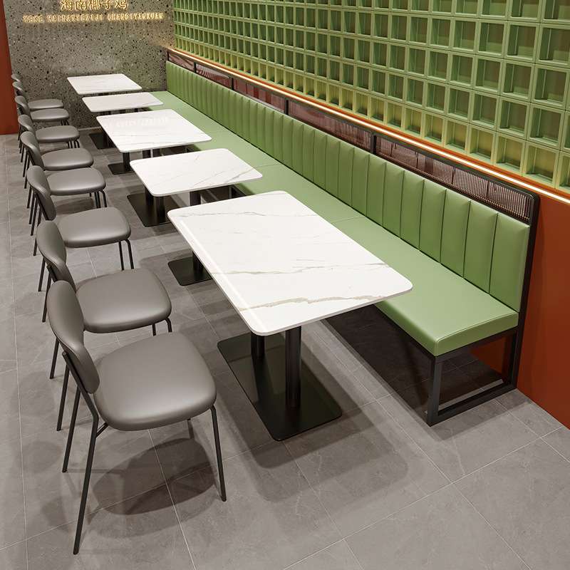 东南亚卡座沙发餐饮工业风餐桌椅商用组合港式茶楼餐厅全实木圆桌