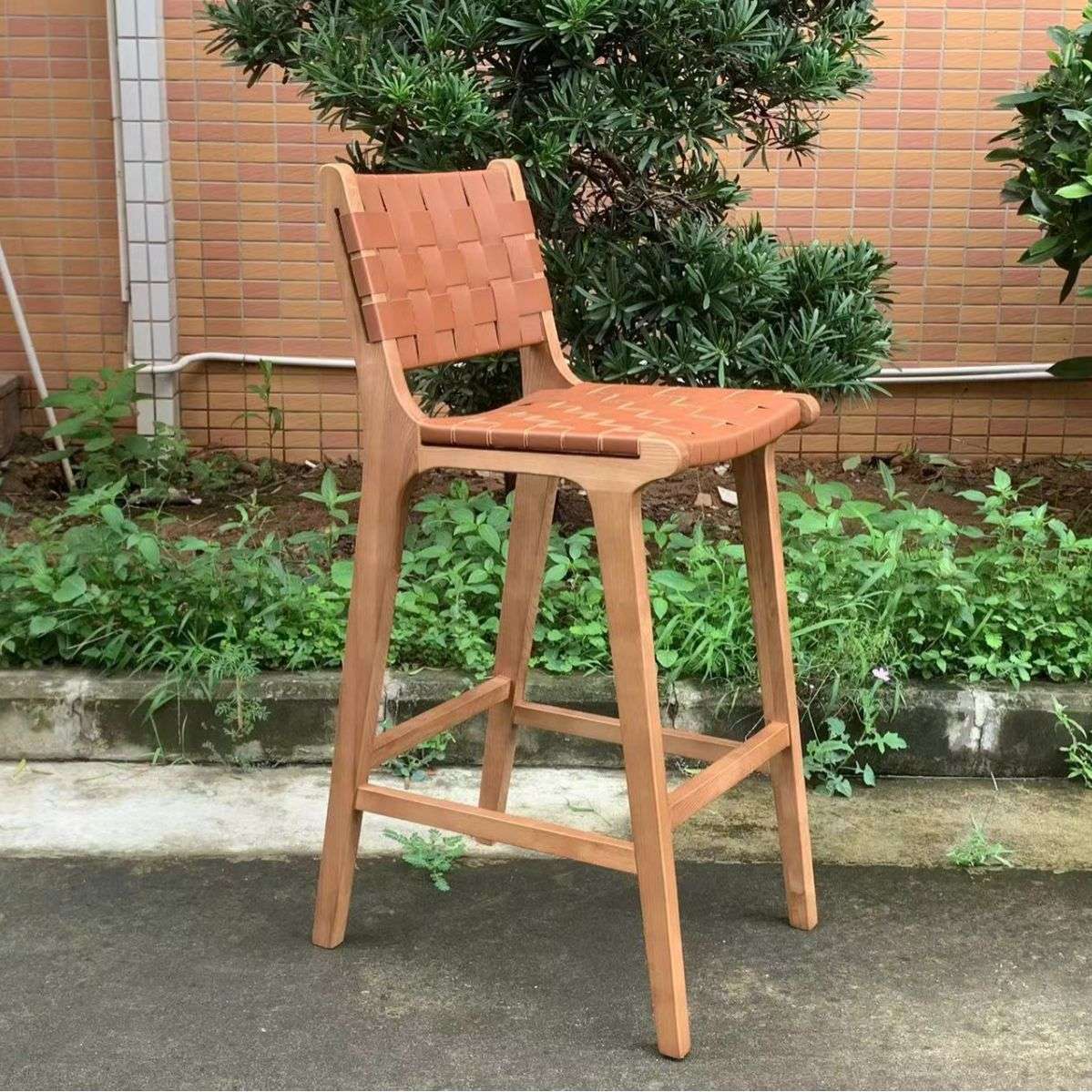 简约北欧现代实木吧椅高脚凳子设计师创意时尚酒吧椅岛台怀旧复古